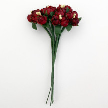 Bundle of Dark Red Fabric Flower Buds ~ Austria ~ 1/4"